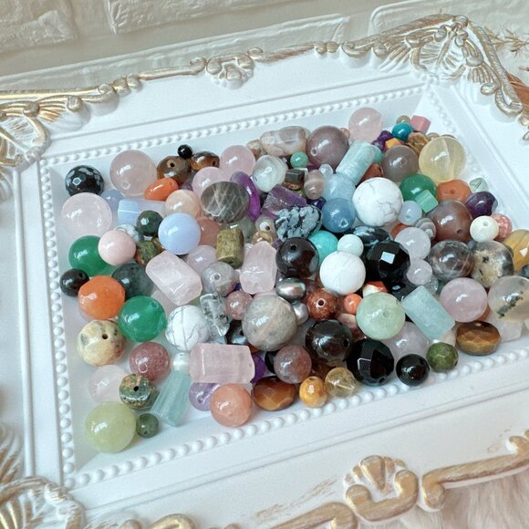200+ Pieces Mixed 4~12mm Semi-Precious Stones Assorted Loose Beads Mix - Picture 6 of 11